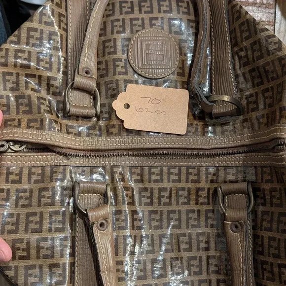 Authentic Fendi Zucca Boston Bag PVC Coated Canvas - Picture 15 of 15